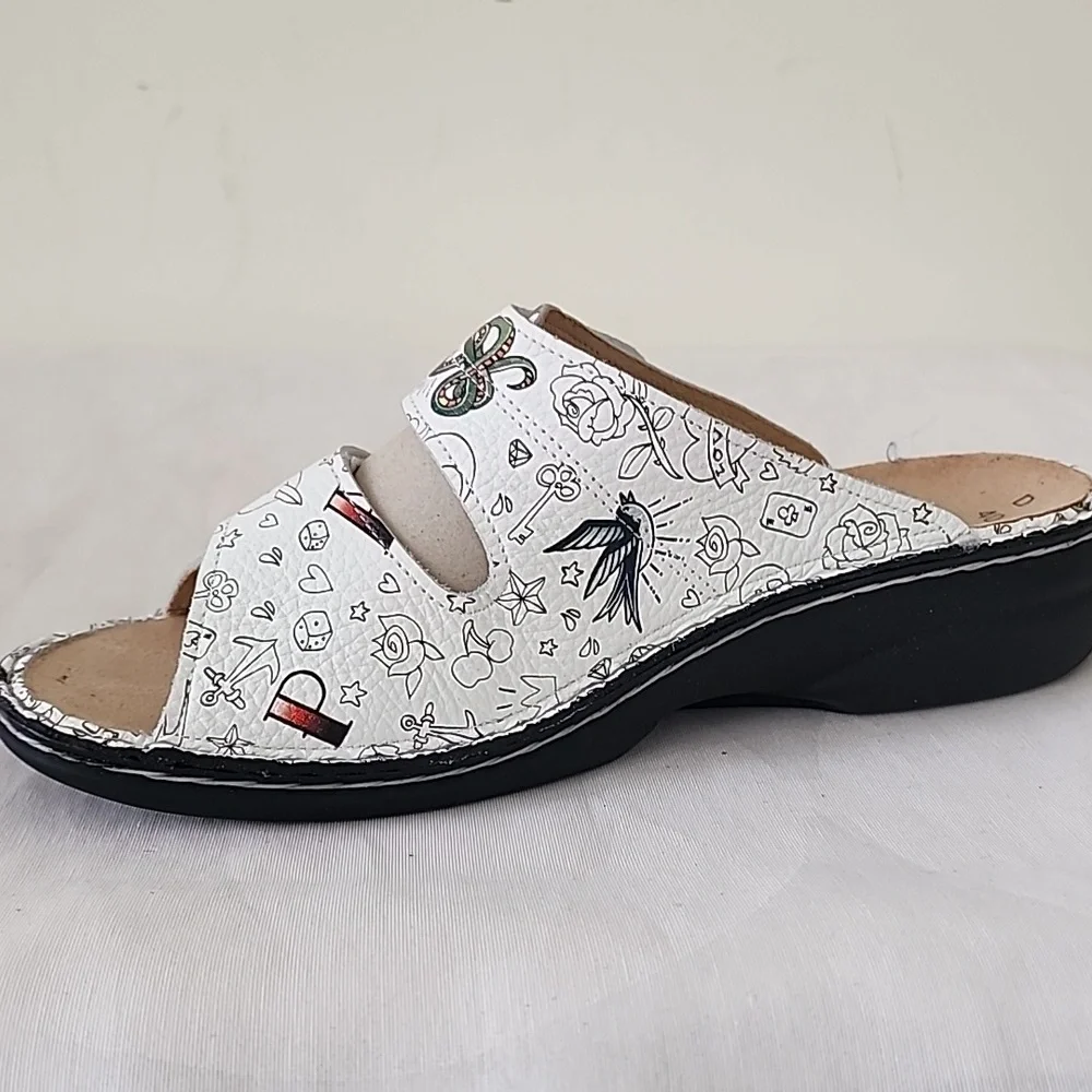 Finn Comfort Sansibar Double Strap Slide In Sandal Grafitti White 40 Us9-9.5 - Picture 5 of 8